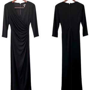 Vintage T Tadashi Shoji Black Slinky Draped Dress